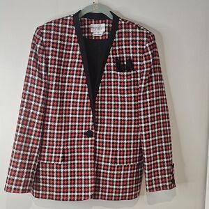 John Meyer Vintage Red black and white 1 button blazer in a size 12